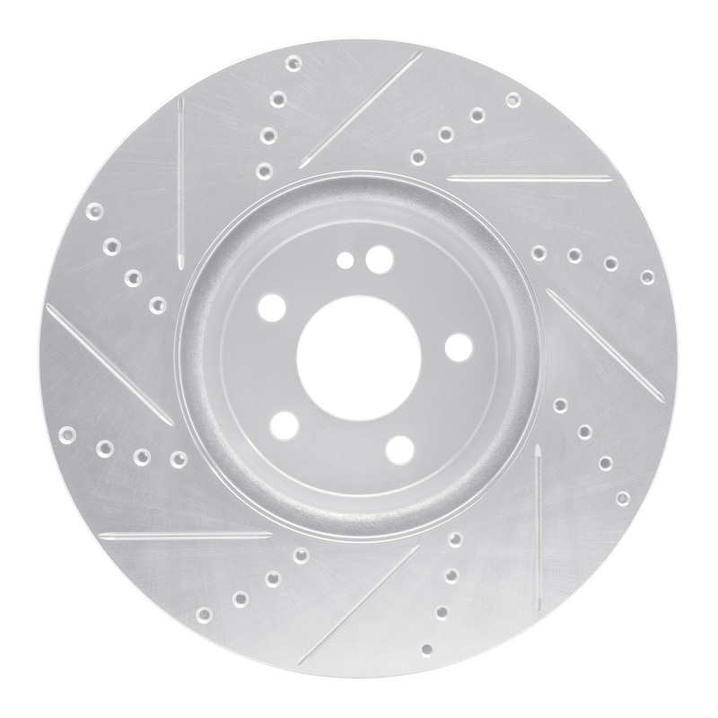 Mercedes-Benz C300 Brake Rotor (1) - Front Right - R1 Concepts - Drilled & Slotted - Silver - `15-`23